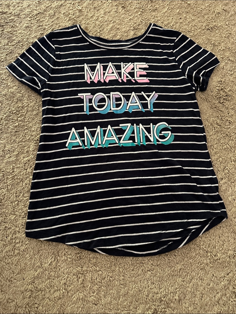 SO Navy Striped Tee with Pastel Pink, Blue & Teal Lettering